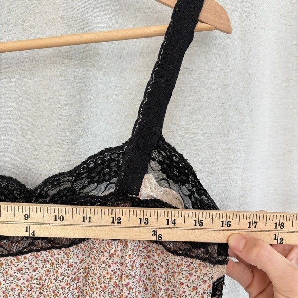 VTG Y2K‎ 2000s Free People Silk Lace Tank Sheer Cottage Ditsy Floral Cami Sz 10 - Picture 8 of 9